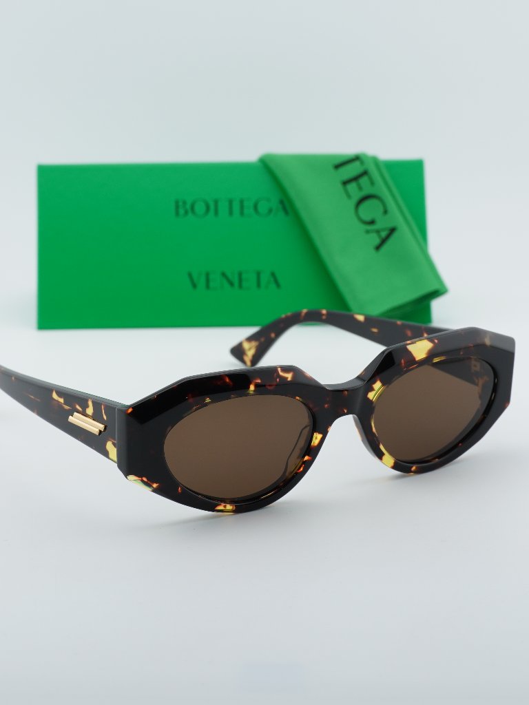 Bottega Veneta Bv1031s 002 Oval Sunglasses - Havana / Brown